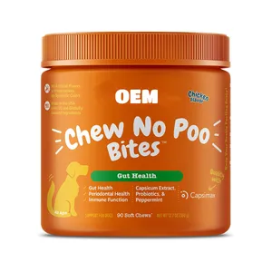 Professional Custom Brand Logo Upgraded Multifunctional Chew No Poo Gut Health Pet Supplements Suppliers For Dogs