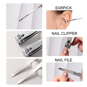 Lmltop Đa Chức Năng Vẻ Đẹp Thép Không Gỉ Cắt Móng Tay Kit 5Pcs Làm Móng Tay Công Cụ Thiết Lập Với Tai Picks & Lông Mày Clip JJf23 - Product Image 4