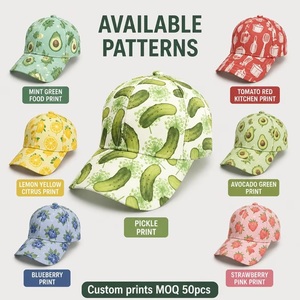 Gorra de béisbol personalizada con estampado de pepinillos, diseño de 6 paneles con estampado integral, divertida, para amantes de la comida y vegetales, ajustable, venta al por mayor, OEM, MOQ bajo - Product Image 4