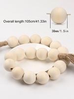 Guirlande de perles en bois de 41 pouces de long avec des perles de 1,6 pouces de diamètre et des glands, guirlande rustique de style campagnard pour la décoration de plateau à étages à la maison