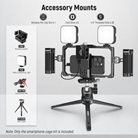 NEEWER Universal Upgraded Phone Rig Vlogging Kit Video Stabilizer dengan Pegangan Ganda dan Slot Klip Mikrofon Nirkabel