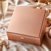 Caja Rígida con Tapa Abatible en Oro Rosa Personalizada, Caja de Regalo Cuadrada, Caja de Embalaje para Regalos, Superficie Lisa con Textura Mate, Caja de Regalo de Lujo