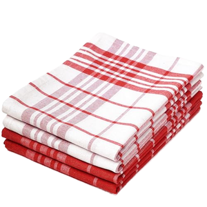 Serviettes de cuisine en coton à séchage rapide, forme rectangulaire, motif tissé rouge et blanc, lavables en machine, 13x13 pouces, lot de 4 - Product Image 1