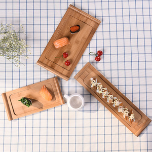 Bandeja de madera de bambú para servir sushi, té, pan, plato de frutas, estilo sencillo, 30x15cm - Product Image 2