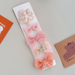 パールボウノットバンクリップフラワーについての甘い女の子のヘアクリップアクセサリー - Product Image 5