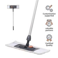 Serpillère plate auto-essoreuse avec boîte cadeau, serpillère paresseuse à pression papillon, nettoyeur de sol pliable mains libres avec tampons en microfibre