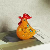 Miniature de coq en cristal jaune poli, écologique, sculptée à la main, personnalisable, soufflée à la bougie, décoration moderne pour la maison, Noël