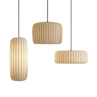 Lustre moderne japonais Wabi Sabi en tissu extensible pour salon, salle à manger, chambre à coucher, décoration intérieure, luminaire suspendu simple