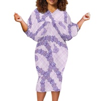 Nouvel Arrivage – Jupe Courte Femme Écologique à Manches Chauve-Souris Imprimée sur Demande, Motif Kanaka Aloha Mokihana Lei Tissé Artisanal
