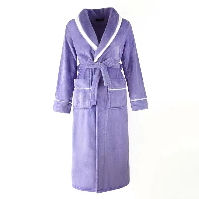 wholesale customizable 2023 Bathrobe Women's Fleece Sleepwear Dressing Gown Plush Long Robe