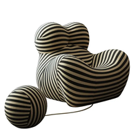 Offre Spéciale Moderne Bleu Rayé Loisirs Chaise Longue Intérieur À La Mode Pop Paresseux Compressé Canapé En Acier Inoxydable Jambes Éponge Modulaire