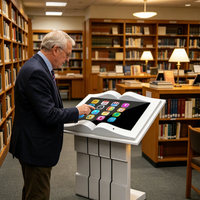 Pantalla Táctil Interactiva de 65 Pulgadas, Tipo Libro, para Interiores, de Alta Definición, para Salas de Exhibición, Vertical, Todo en Uno