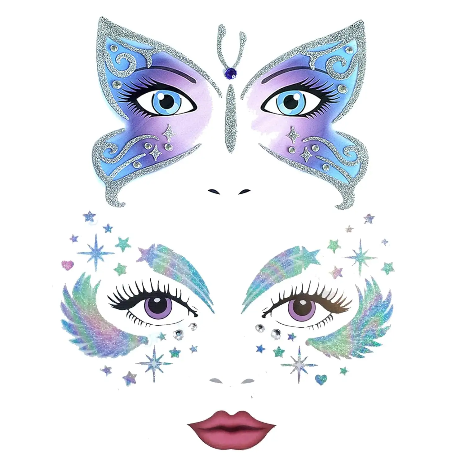 Halloween Weihnachten Bühne Make-up Leistung Tier Gesicht Aufkleber Schmetterling Fee Leopard Flügel Körperfarbe Dekoration Aufkleber