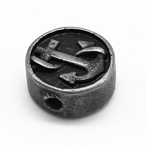 yunnique - Abalorio de acero inoxidable con forma de ancla, redondo, negro, retro, para hacer pulseras, 6 mm - Product Image 1
