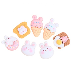 100 PIÈCES/SAC XINGROU Breloques en résine Lapin rose, Crème glacée, Donut, Œuf, Pain grillé pour Slime, Coques de téléphone, Artisanat, DIY - Product Image 1