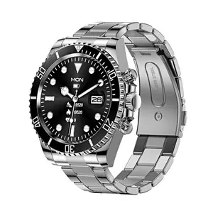 Mode Luxus Bt Calling Men Metall Smartwatch Edelstahl Runde Display Aw12 Smart Watch
