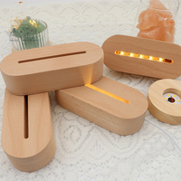 Base de lampe à Led ovale en bois gravée, blanc, panneau acrylique, 5 pièces, vente en gros