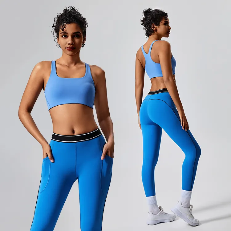 Ensemble de fitness 2 pièces pour femmes ensemble de yoga deux pièces fabricants de vêtements de sport femme porte des leggings de gym personnalisés et un soutien-gorge de sport