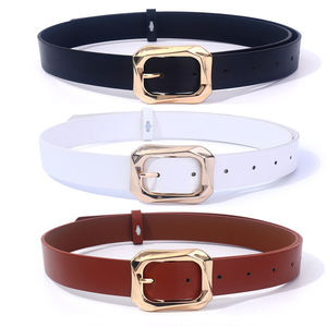 Cintura in vita semplice con fibbia quadrata in lega per pantaloni nero marrone bianco 1.1 ''cintura con fibbia da <span class=keywords><strong>donna</strong></span> - Product Image 1