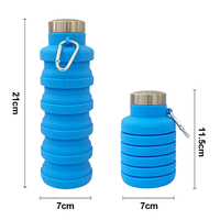Bouteille d'eau pliable en silicone de 500 ml pour le voyage, avec bouchon à boire directement, idéale pour le camping et l'eau bouillante, écologique, vente en gros
