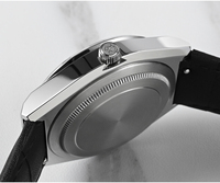 Logo personnalisé bas quantité minimale de commande 20atm nh35 mouvement automatique plongée plongeur 316L en acier inoxydable En Cuir Véritable montre homme à vendre