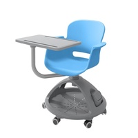 Chaise d'entraînement multifonctionnelle en plastique avec tableau d'écriture et roulettes pivotantes pour salle de classe, école et usage scolaire