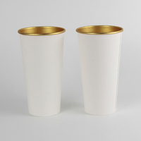 Gobelet en papier à paroi simple avec revêtement intérieur en feuille d'or, gobelet en papier jetable personnalisé pour le café avec couvercle
