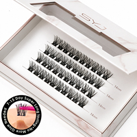 SYJ Vente en gros Nouveaux Faux Cils en Grappes Pré-collés Faits à la Main en Cheveux Synthétiques Imperméables Naturels à Pression 10 Rangées