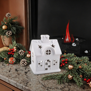 Casa di natale per decorazioni in ceramica leggera Bisque non verniciata - Product Image 2