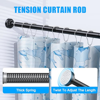 Tringle de Douche à Tension Réglable Sans Perçage 32-80 Pouces, Tringle à Rideau Noire Antidérapante pour Salle de Bain