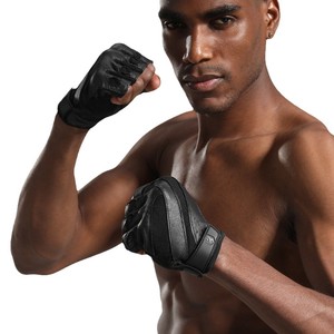 Fitness Half-Finger <b>Gloves</b> Genuine Leather Non-Slip <b>Weight</b> Lifting Exercise <b>Gloves</b> For Men Black - Product Image 3