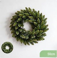 Corona Navideña Artificial de Agujas de Pino, 30/40/50/60 cm, Corona de Pino Verde Grande para Decoración Navideña en Interiores y Exteriores