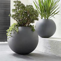 Pot de fleurs en fibre de verre de grande taille de style nordique, jardinière d'extérieur, pots ronds en fibro-ciment pour plantes de jardin
