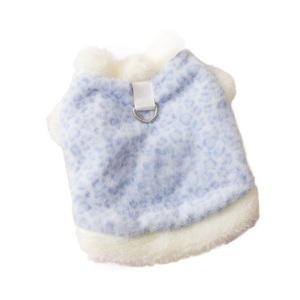 Chaleco de lana para perros pequeños, estampado de leopardo rosa y azul, cálido y grueso, con anillo para correa, ropa de otoño e invierno - Product Image 5