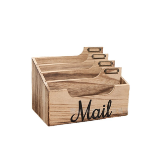 Organizador de Correo Rústico de Madera de 4 Niveles, Porta Cartas de Escritorio Hecho a Mano, Caja de Almacenamiento de Papel Estilo Rústico para Oficina - Product Image 6