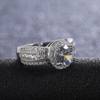 Bijoux en laiton femmes mariée doigt promesse bague CZ fiançailles mariage imité argent plaqué cubique zircone dames RingsGJZ0842
