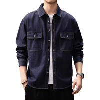 Fabricant de vestes sur mesure, veste en jean classique pour homme, bleu foncé délavé, décontractée, manches longues, veste en denim pour homme