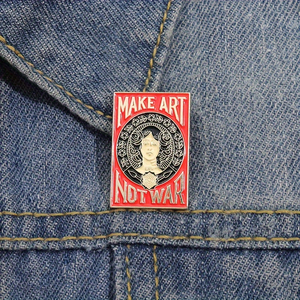 Spilla smaltata "Make Art Not War" - Distintivo in metallo versatile per zaini, cappotti e cappellini |   Accessorio alla Moda per Donne - Product Image 2