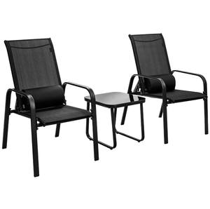 <span class=keywords><strong>Set</strong></span> Bistrot Moderno con Struttura <span class=keywords><strong>in</strong></span> Acciaio, 3 Pezzi, <span class=keywords><strong>Sedie</strong></span> <span class=keywords><strong>da</strong></span> Esterno <span class=keywords><strong>in</strong></span> Rete Traspirante con Poggiatesta, <span class=keywords><strong>Tavolo</strong></span> <span class=keywords><strong>in</strong></span> Vetro per Balcone <span class=keywords><strong>e</strong></span> Hotel, Eco-Friendly - Product Image 5