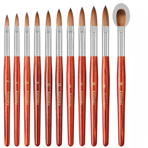 Pinceau à ongles en poils de Kolinsky 100%, manche en bois, poudre acrylique, outil professionnel pour la décoration des ongles, pour la manucure en salon - Product Image 1