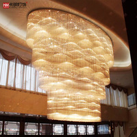 Lustre en cristal sur mesure, grand et luxueux, avec éclairage LED, diamètre 1,8 m x hauteur 3,2 m, corps transparent, pour clubs, immeubles de bureaux