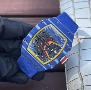 Montre de luxe de haute qualité avec tourbillon, mouvement automatique, boîtier en fibre de carbone verte, 7,8 mm, légère et ajourée, style sport décontracté, respirante - Product Image 3