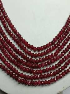 Collar de cuentas de jade natural de alta calidad, color rojo, 4 mm, facetadas, tipo rondel, listo para usar, para niñas. - Product Image 6