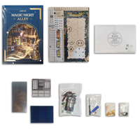 CAYI Book Nook Alley Way Puzzle Kayu 3D Penyangga Buku DIY Rumah Miniatur Booknook Rak Sambungan Magic Night Alley Book Nook Kit Mainan