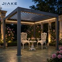 Pergola en aluminium Jiake 6063-T5 avec toit à lames motorisées pour jardin, patio, pavillon, espace extérieur, éclairage LED, utilisation comme gazebo