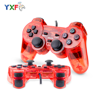 Manette de jeu noire transparente en ABS avec moteur de vibration, gyroscope six axes, câble de 1,8 m pour PS2