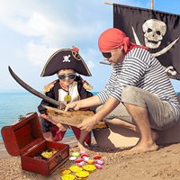 Boîte à bijoux miniature en gros, mini-coffret de rangement en bois, boîtes de trésor pirate pour enfants
