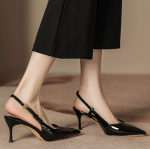Scarpe da donna estive di nuovo Design da donna <span class=keywords><strong>sandali</strong></span> con <span class=keywords><strong>tacco</strong></span> sottile a punta con un cinturino Sexy rosso con <span class=keywords><strong>tacco</strong></span> alto in Pu - Product Image 4