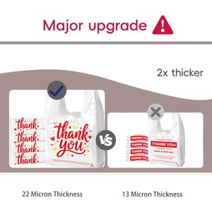 Thank You <b>Bags</b> 50-Pack Large <b>White</b> Plastic With Handles For Grocery Shopping <b>Small</b> Business - Product Image 4