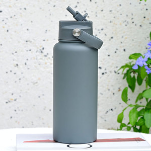 Premium 32oz Double Wall 4-in-1 Straw Lid Vacuum <b>Flask</b> Powder Coated Sports Bottle for Fitness Workout - Product Image 1